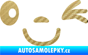 Samolepka Obličej 008 pravá mrkající 3D karbon zlatý