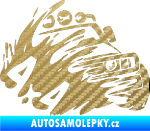 Samolepka Off Road 002 pravá 4x4 3D karbon zlatý