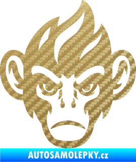 Samolepka Opičák 002 pravá 3D karbon zlatý