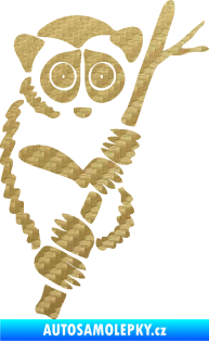 Samolepka Opice 004 pravá lemur na stromě 3D karbon zlatý