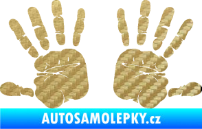 Samolepka Otisk rukou 002 3D karbon zlatý