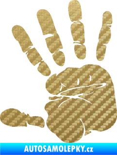Samolepka Otisk ruky levá 3D karbon zlatý