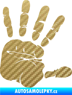 Samolepka Otisk ruky pravá 3D karbon zlatý