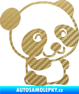 Samolepka Panda 002 pravá 3D karbon zlatý