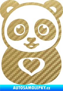 Samolepka Panda 008 roztomilá 3D karbon zlatý