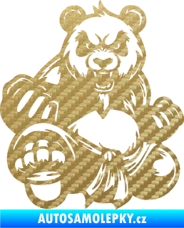 Samolepka Panda 012 levá Kung Fu bojovník 3D karbon zlatý