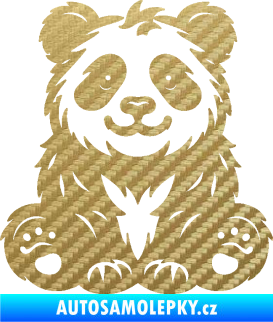Samolepka Panda 013 pravá spokojená 3D karbon zlatý