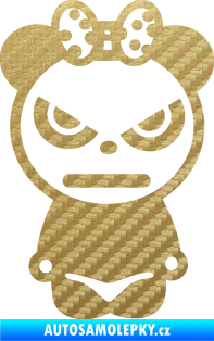 Samolepka Panda girl 3D karbon zlatý