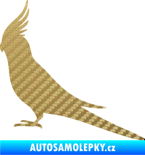 Samolepka Papoušek 002 levá 3D karbon zlatý