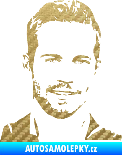 Samolepka Paul Walker 001 pravá 3D karbon zlatý