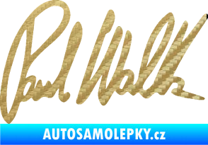 Samolepka Paul Walker 002 podpis 3D karbon zlatý