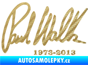Samolepka Paul Walker 003 podpis a datum 3D karbon zlatý