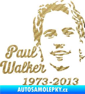 Samolepka Paul Walker 007 RIP 3D karbon zlatý