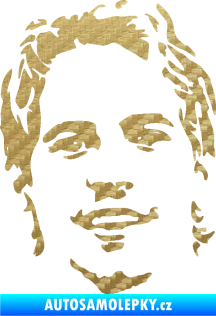 Samolepka Paul Walker 008 levá obličej 3D karbon zlatý