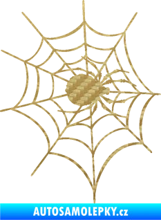 Samolepka Pavouk 016 pravá s pavučinou 3D karbon zlatý
