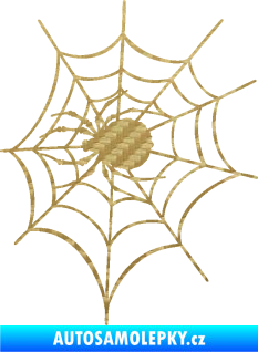 Samolepka Pavouk 016 levá s pavučinou 3D karbon zlatý