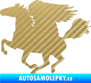 Samolepka Pegas 001 levá okřídlený kůň 3D karbon zlatý
