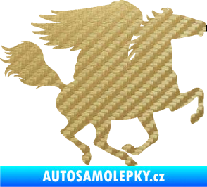 Samolepka Pegas 001 pravá okřídlený kůň 3D karbon zlatý