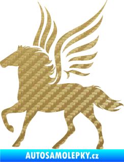 Samolepka Pegas 002 levá okřídlený kůň 3D karbon zlatý