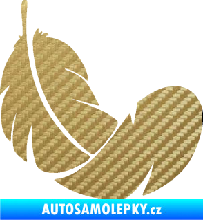 Samolepka Peříčko 008 pravá 3D karbon zlatý