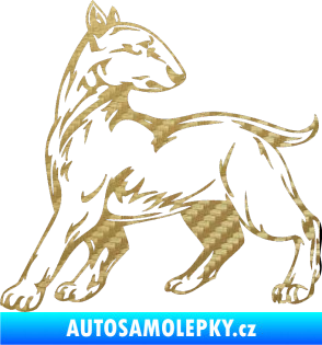 Samolepka Pes 011 levá 3D karbon zlatý