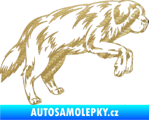 Samolepka Pes 034 pravá 3D karbon zlatý