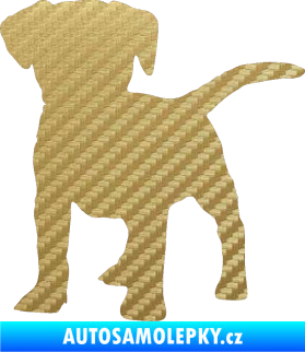 Samolepka Pes 056 levá štěně 3D karbon zlatý