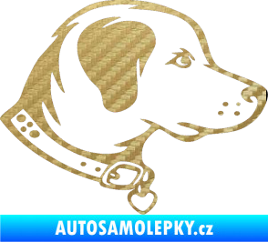 Samolepka Pes 058 pravá 3D karbon zlatý