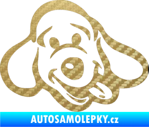 Samolepka Pes 078 pravá 3D karbon zlatý