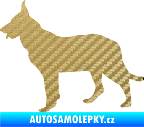 Samolepka Pes 079 levá Německý ovčák 3D karbon zlatý
