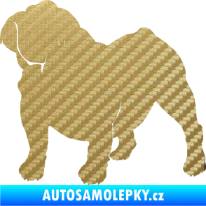 Samolepka Pes 089 levá Buldok 3D karbon zlatý