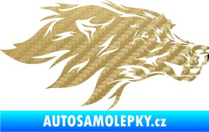 Samolepka Pes 127 pravá hlava 3D karbon zlatý