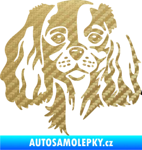 Samolepka Pes 132 levá Cavalier king Charles spaniel 3D karbon zlatý