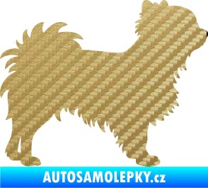 Samolepka Pes 156 pravá čivava 3D karbon zlatý