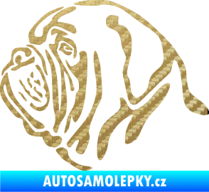 Samolepka Pes 163 levá bordeauxská doga 3D karbon zlatý