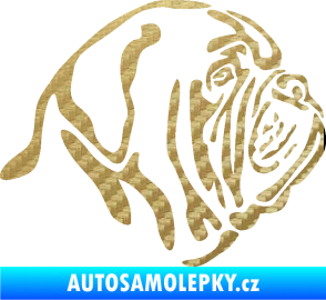 Samolepka Pes 163 pravá bordeauxská doga 3D karbon zlatý
