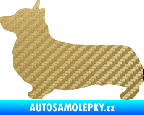Samolepka Pes 164 levá Welsh Corgi Pembroke 3D karbon zlatý