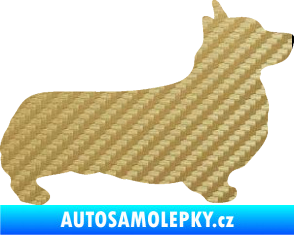 Samolepka Pes 164 pravá Welsh Corgi Pembroke 3D karbon zlatý