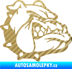 Samolepka Pes 174 pravá rozzuřený buldok 3D karbon zlatý