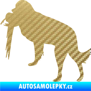 Samolepka Pes 193 levá lovecký s bažantem 3D karbon zlatý