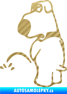 Samolepka Pes čůrá 002 levá 3D karbon zlatý