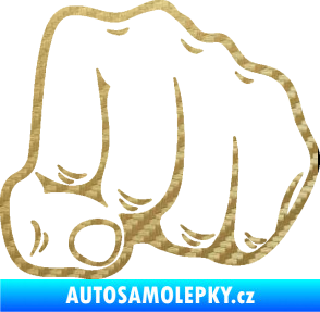 Samolepka Pěst 003 pravá 3D karbon zlatý