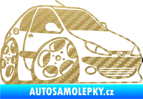 Samolepka Peugeot 206 karikatura pravá 3D karbon zlatý