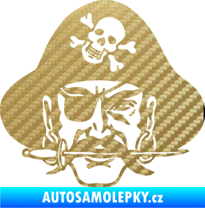 Samolepka Pirát 002 pravá 3D karbon zlatý