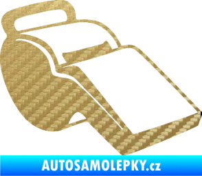 Samolepka Píšťalka 001 pravá 3D karbon zlatý