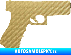 Samolepka Pistole 001 pravá 3D karbon zlatý
