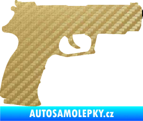 Samolepka Pistole 003 pravá 3D karbon zlatý