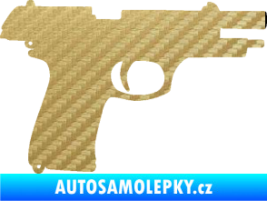 Samolepka Pistole 004 pravá 3D karbon zlatý