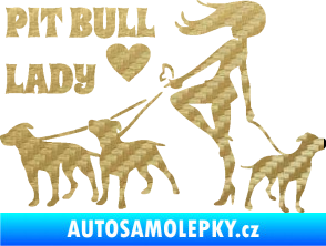 Samolepka Pit Bull lady levá 3D karbon zlatý