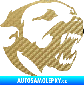 Samolepka Pitbull hlava 001 pravá 3D karbon zlatý